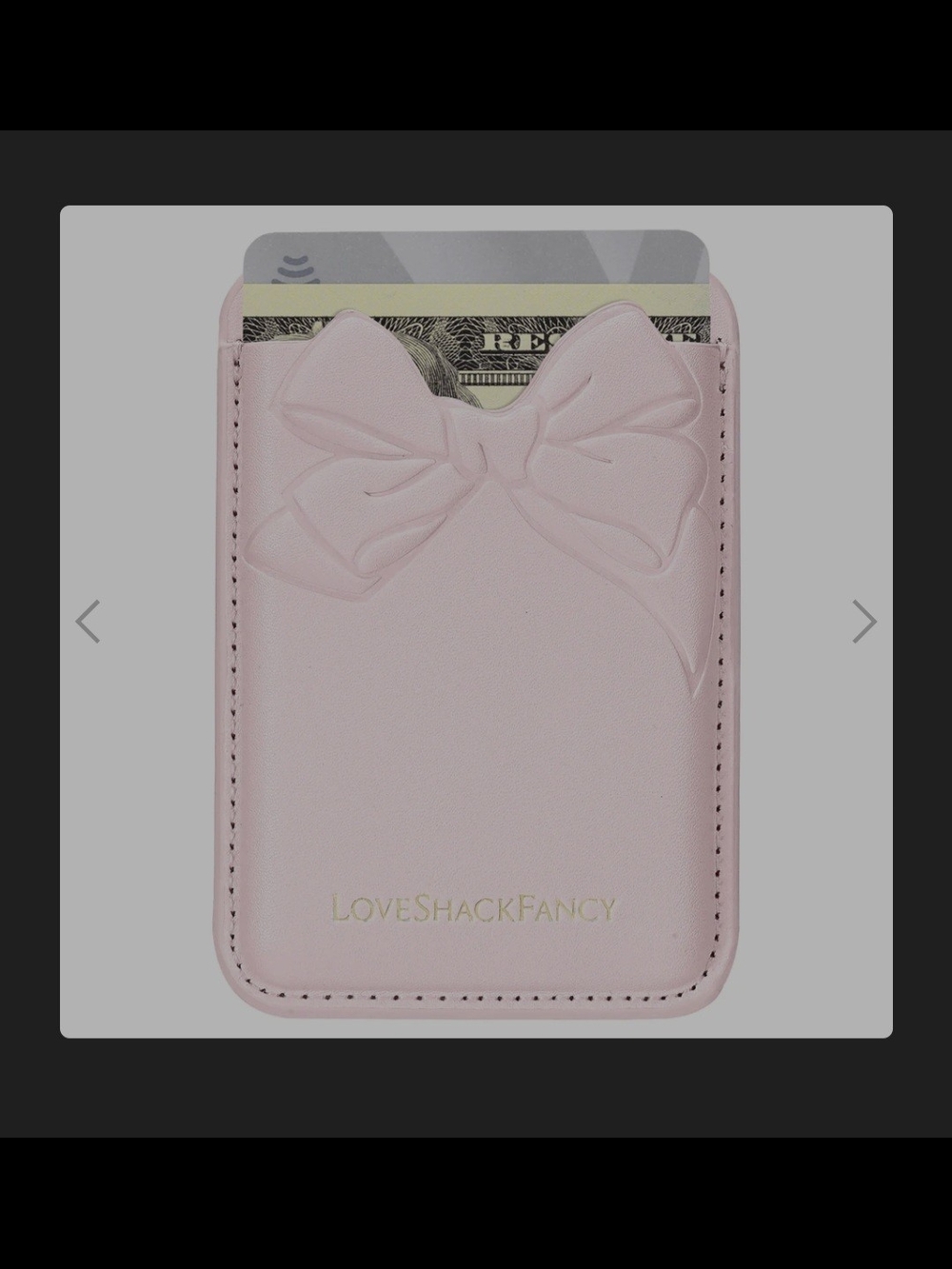 LoveShackFancy Pale Pink Embossed Bow Card Sleeve